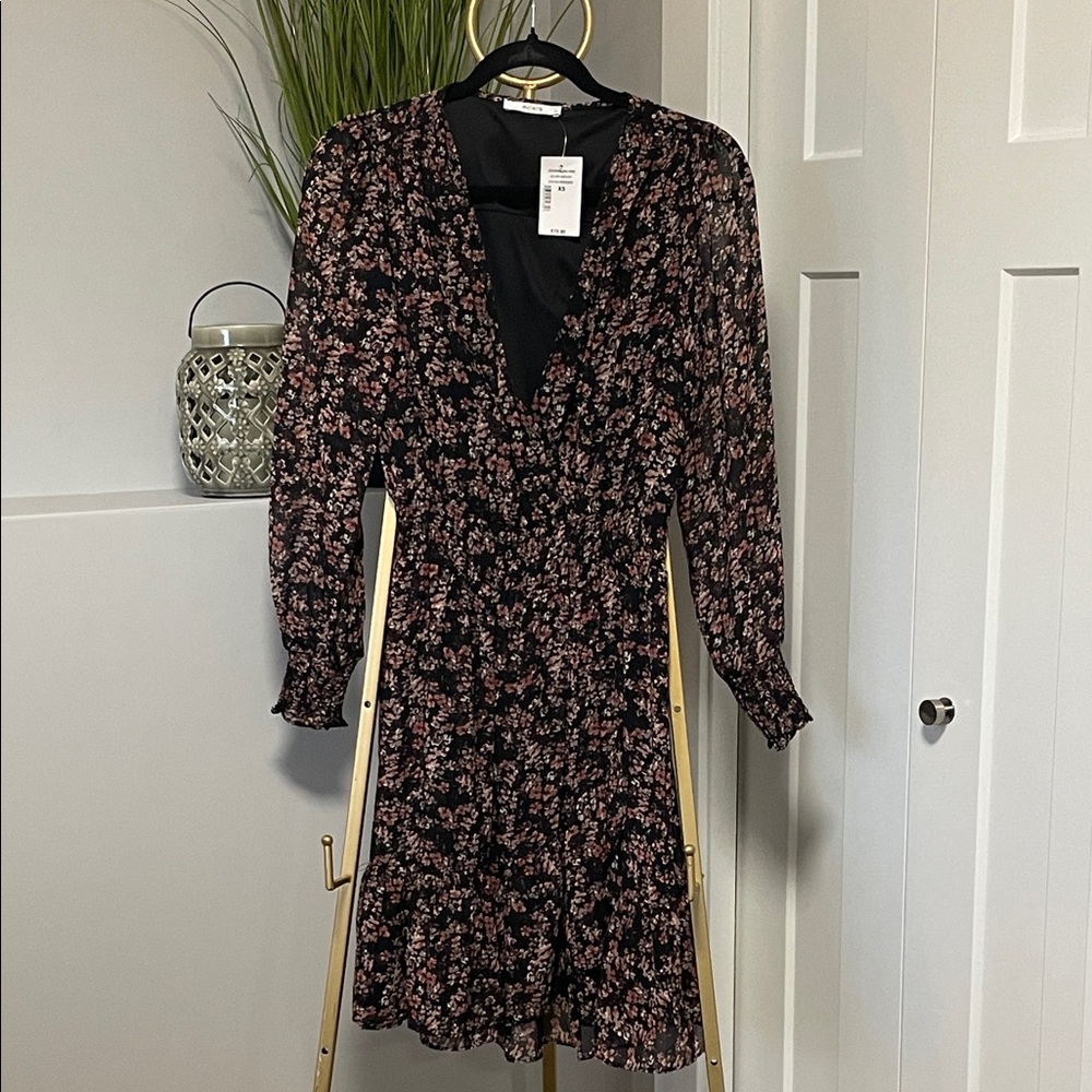 Ricki's Black and Pink Floral Long Sleeve Dress